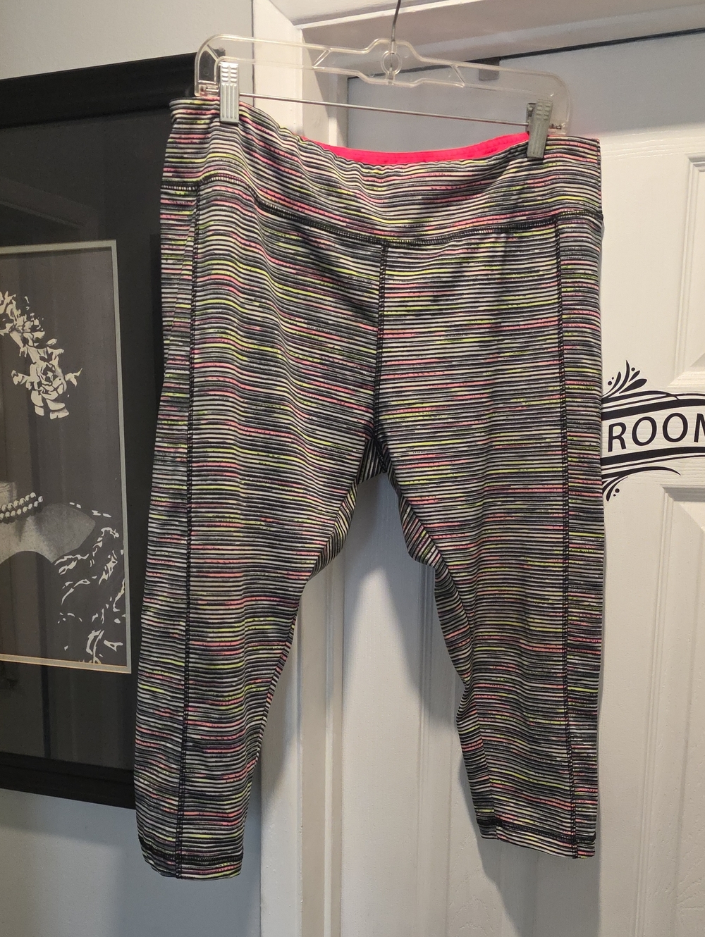 Love Nation Striped Capris with Hot Pink Waistband